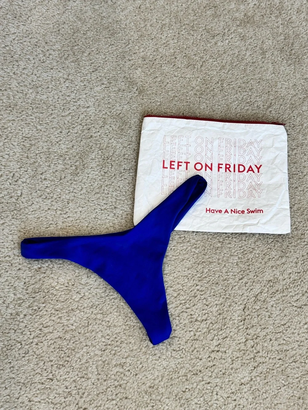 🔹 Left on Fridays Drift Backside Thong Blue Bikini Bottom Size Medium